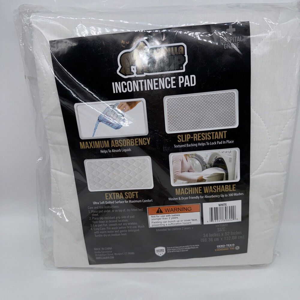 Gorilla Grip Maximum Absorbency Incontinence Pad Machine Washable Slip-Resistant